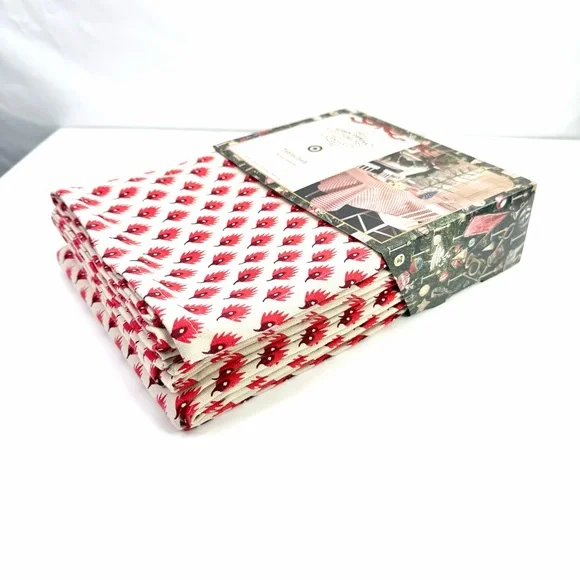 John Derian for Target 84"x60" Red Leaf-Like Print on Cream Table Cloth NWT - Picture 8 of 10